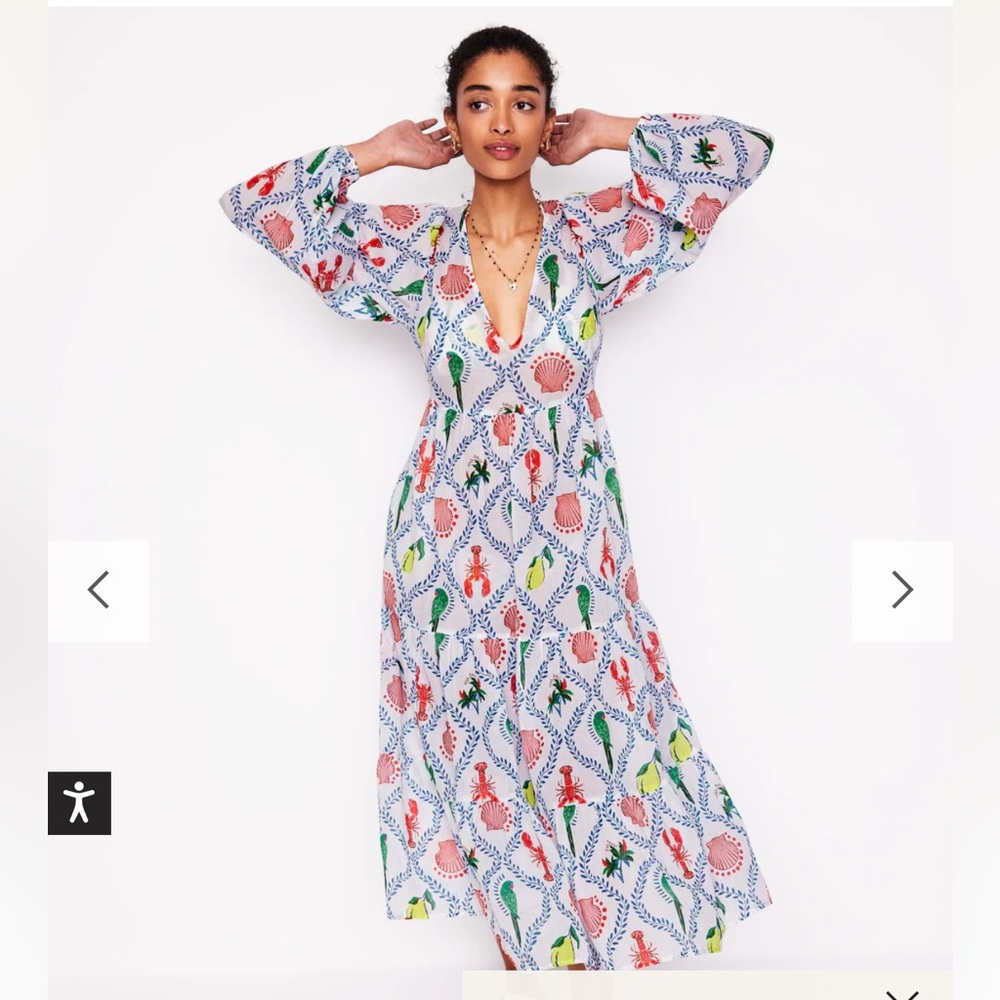 Boden V-Neck Tiered Cotton Kaftan
Ivory, Tropical Bonanza